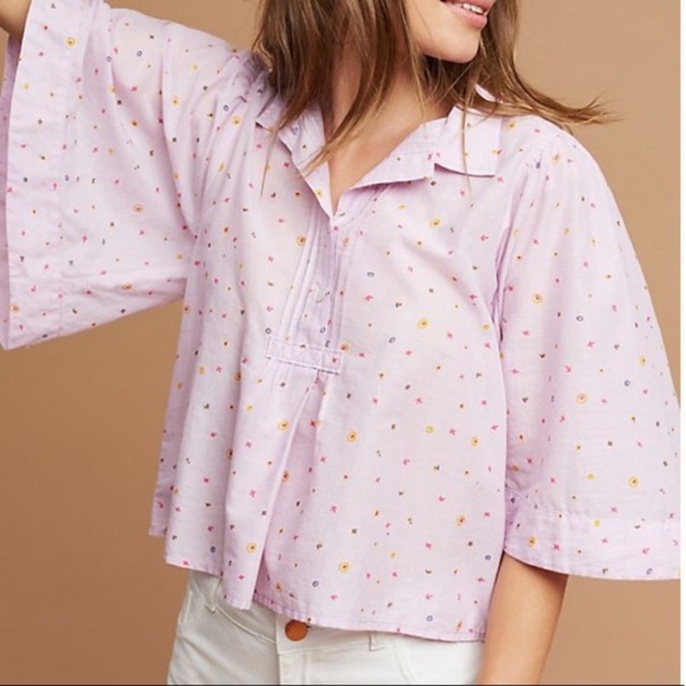 Anthropologie Crop Top Bell Sleeve